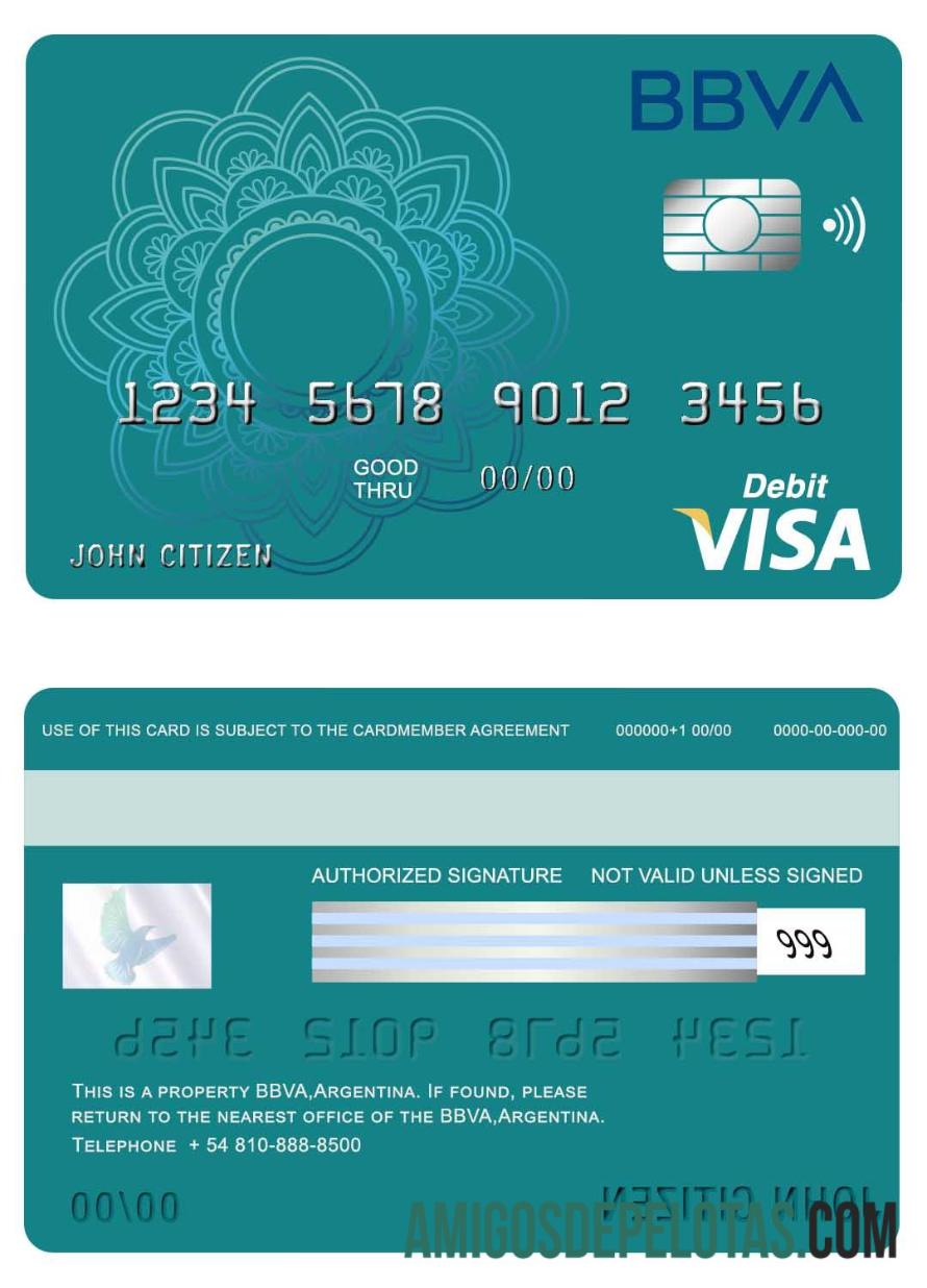 Argentina BBVA bank visa kartu desain