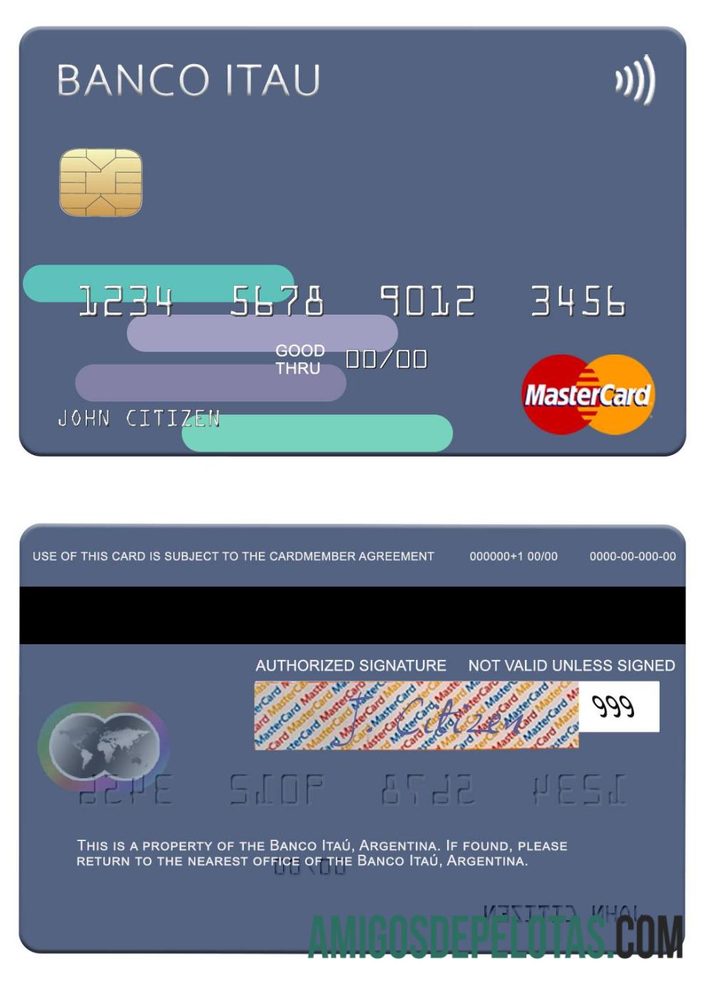 Argentina Banco Itau╠ü Argentina mastercard templat