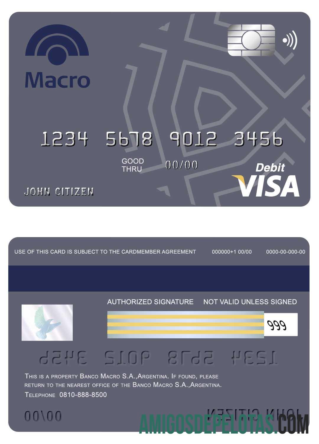 Argentina Banco Macro S.A. bank visa kartu templat