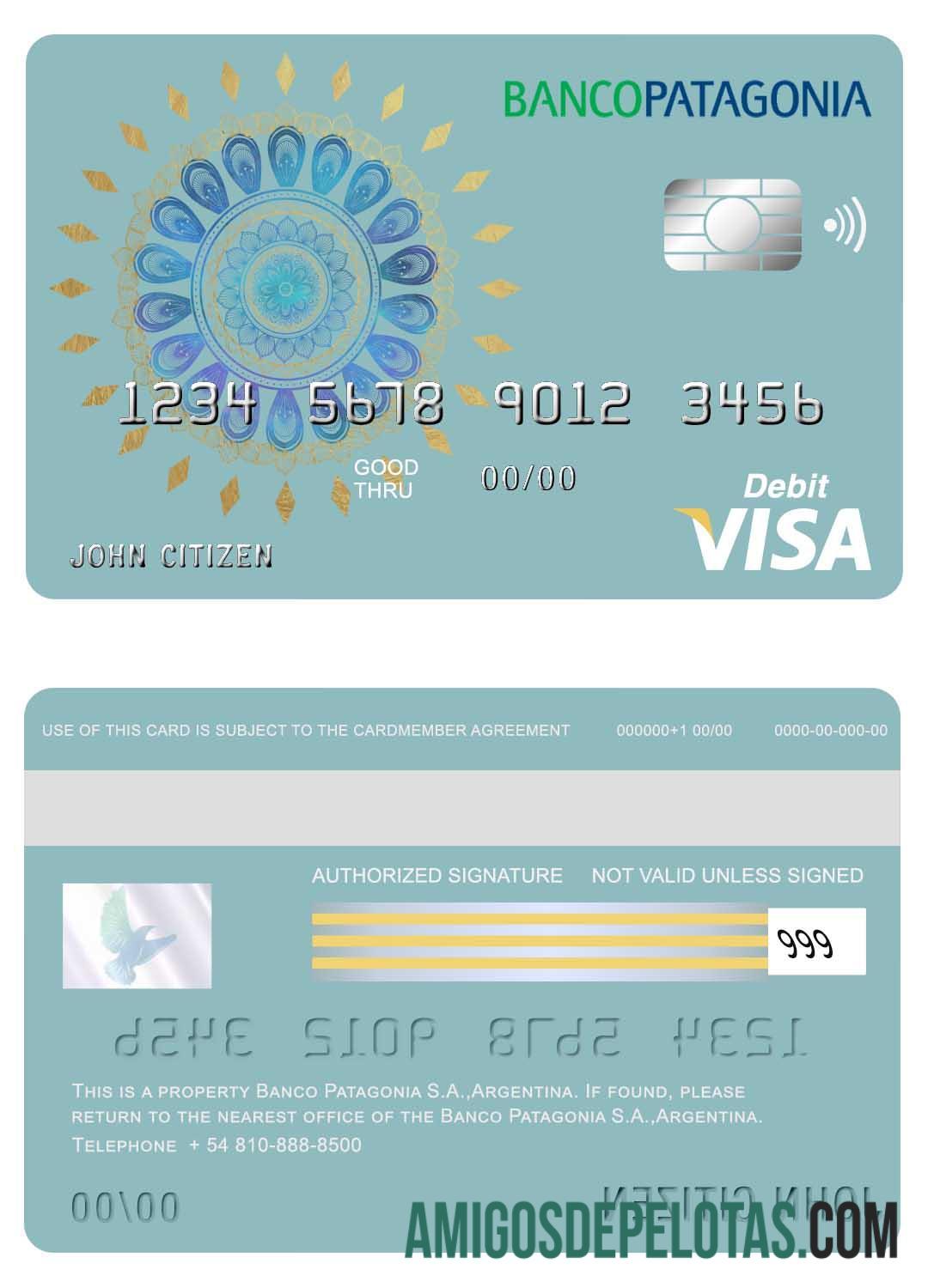 Argentina Banco Patagonia S.A. bank visa kartu sampel