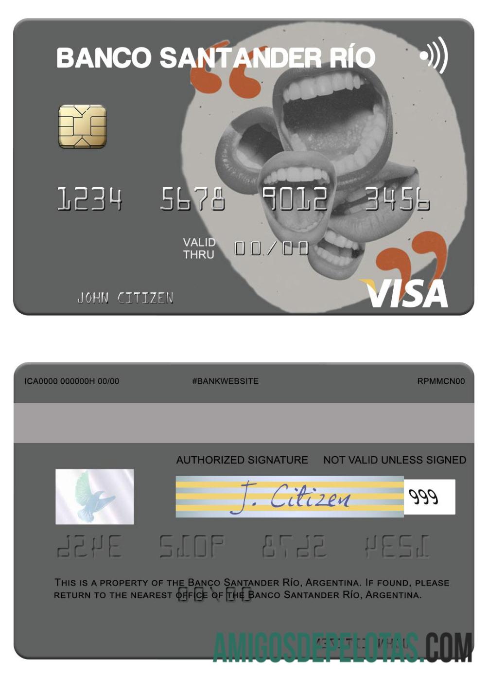 Argentina Banco Santander Ri╠üo visa kartu makering