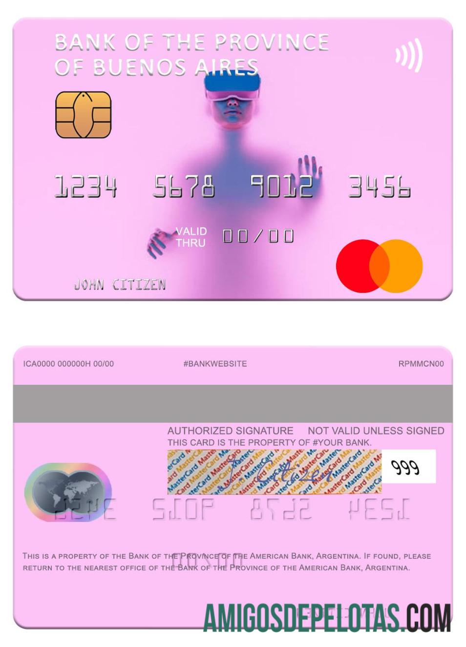 Argentina bank of the Province of Buenos Aires mastercard templat