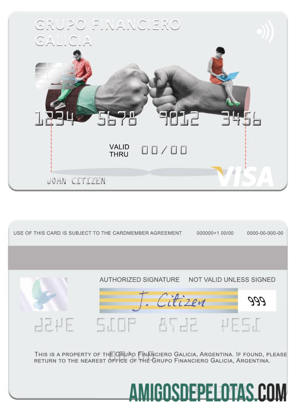 Argentina Grupo Financiero Galicia visa kartu templat
