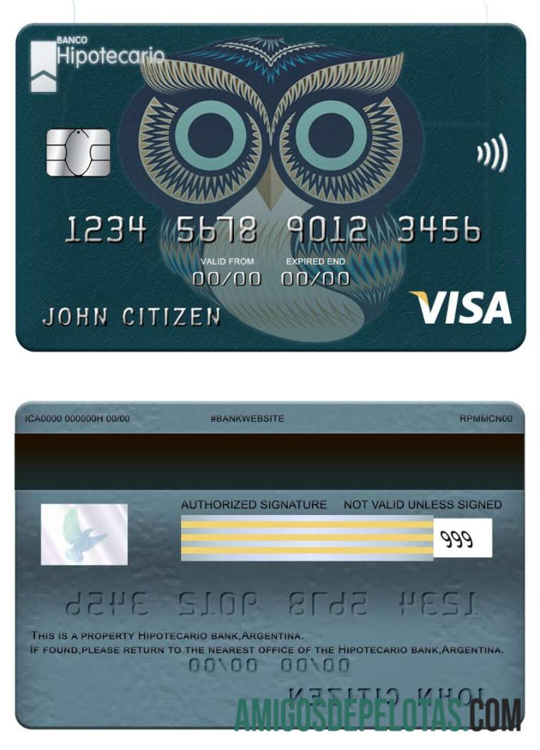 Argentina Hipotecario bank visa kartu pratinjau