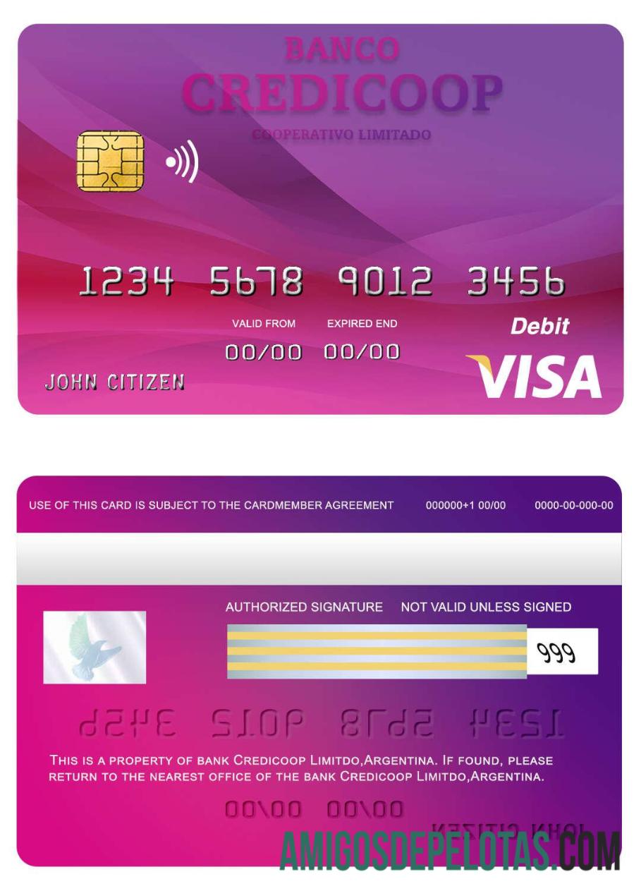 Argentina bank Credicoop visa kartu desain