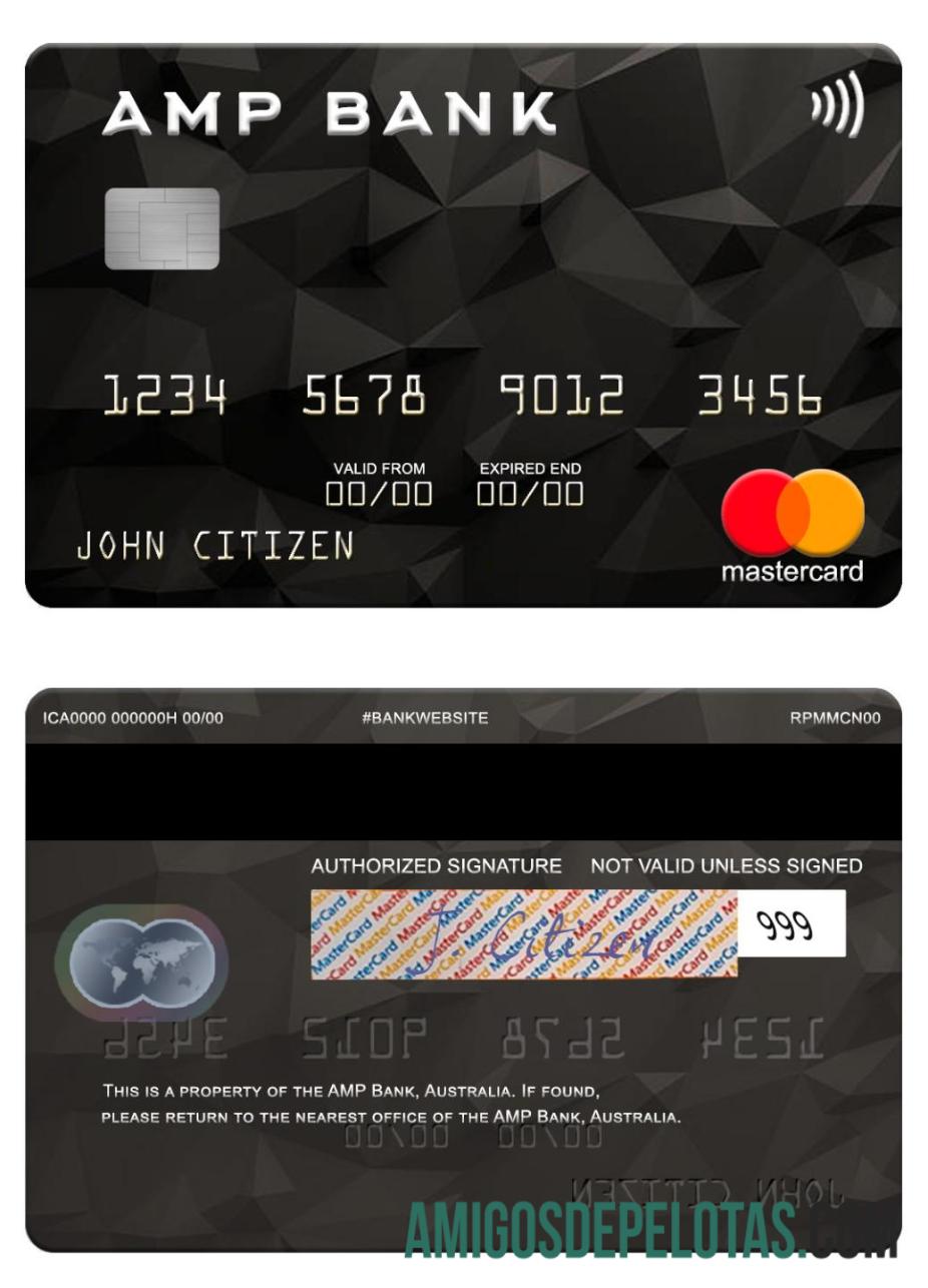 Australia AMP bank mastercard sampel