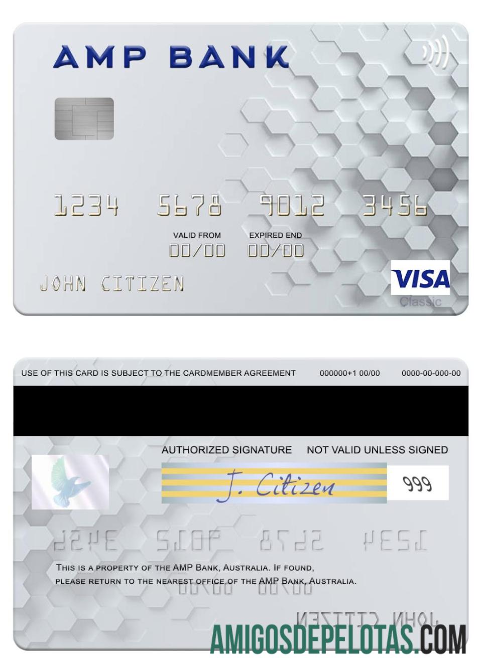 Australia AMP bank visa kartu sampel