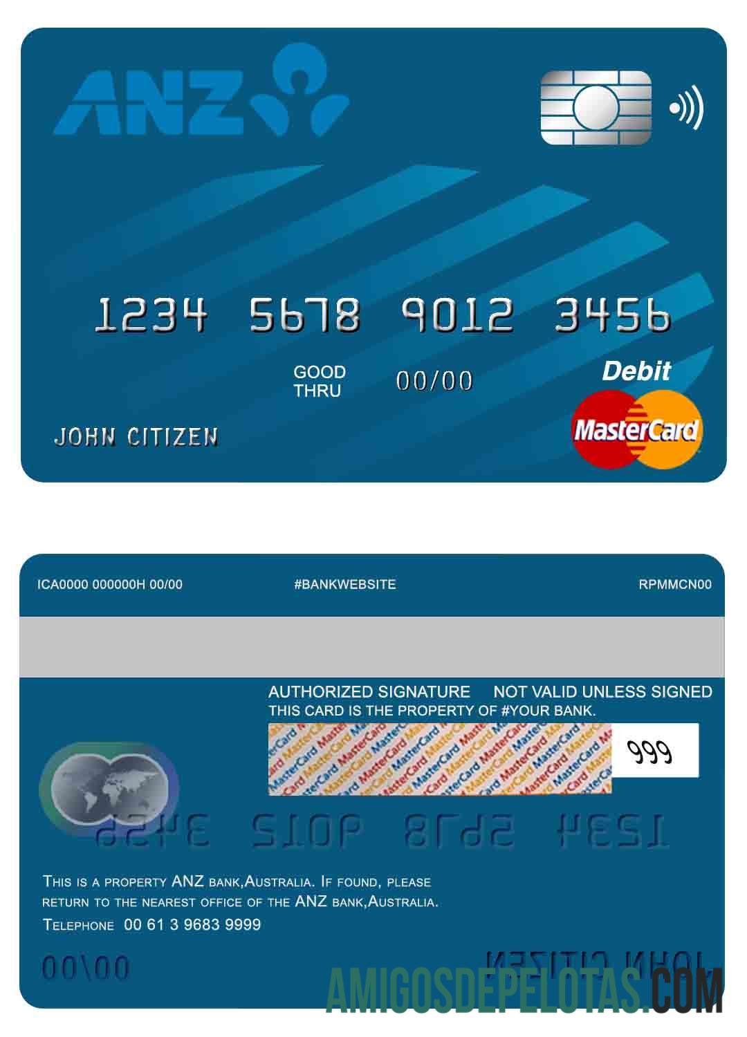 Australia ANZ bank mastercard desain