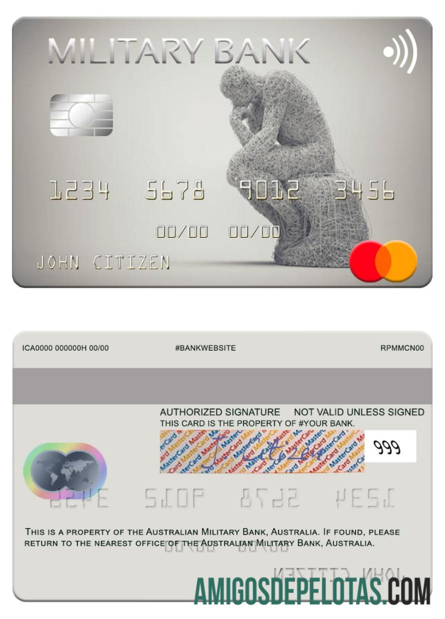 Australia Australian Military bank mastercard sampel