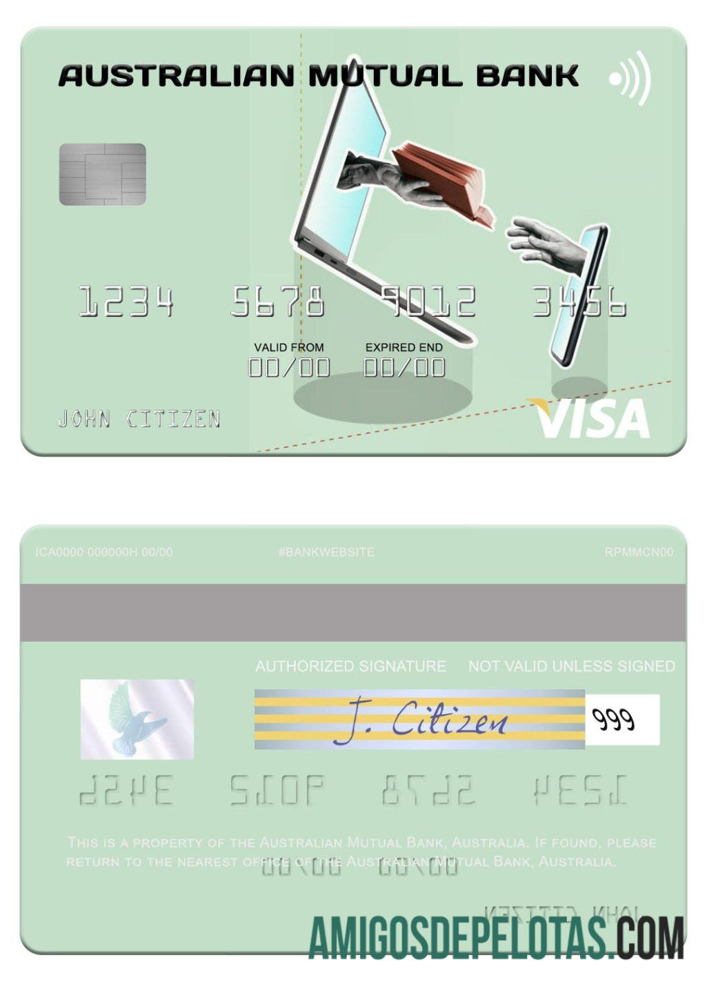 Australia Australian Mutual bank visa kartu templat