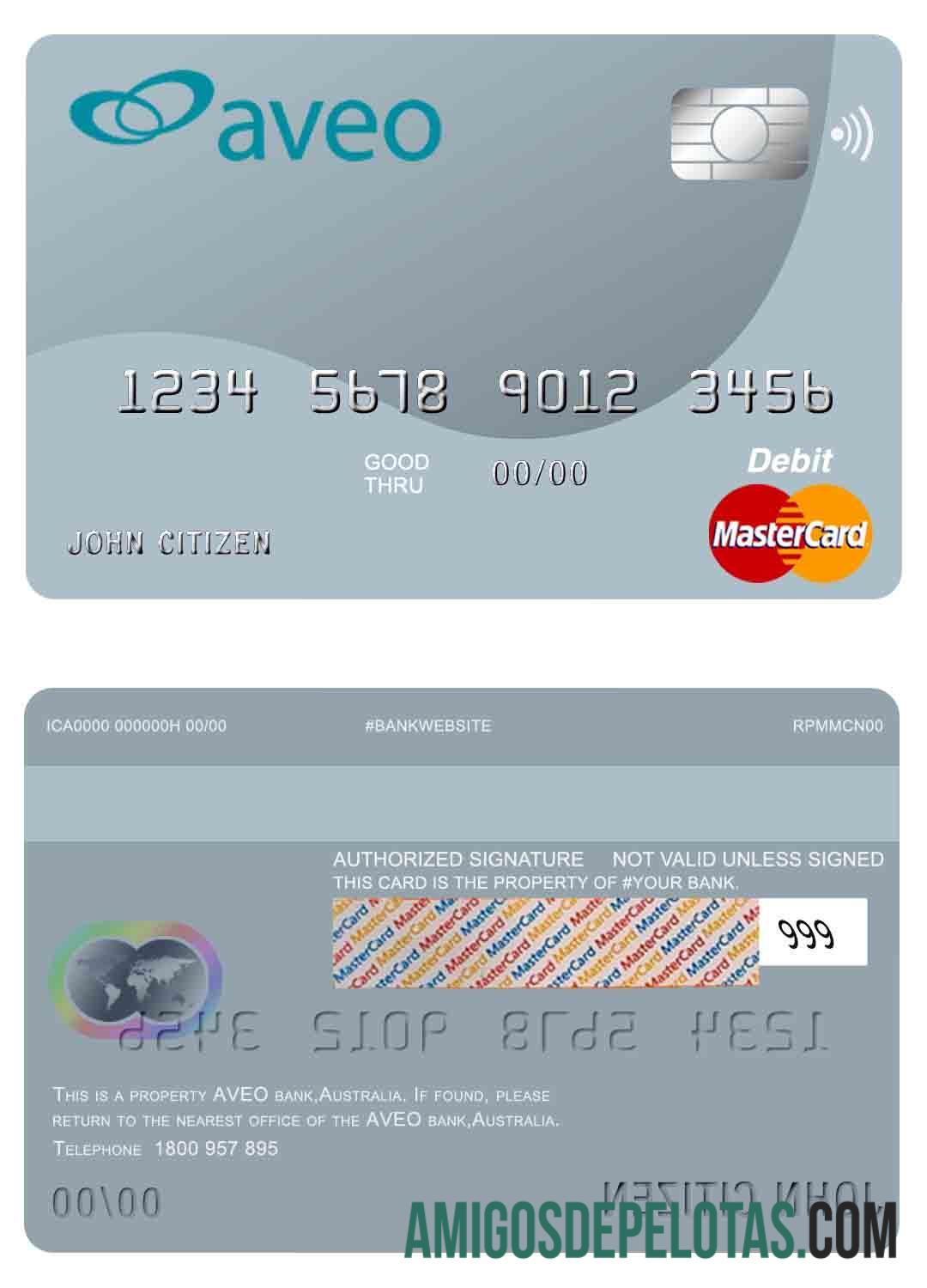 Australia Aveo bank mastercard desain