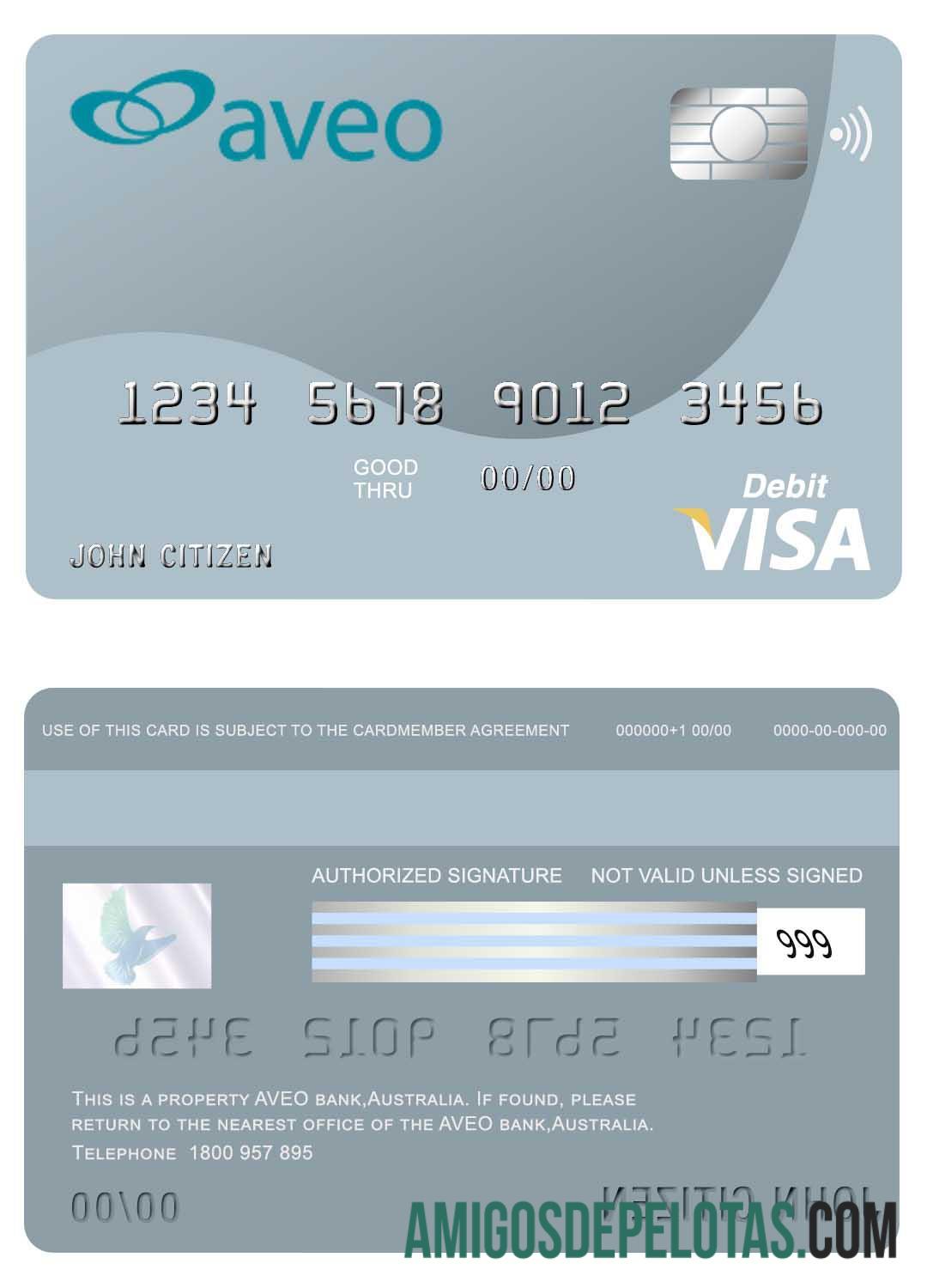 Australia Aveo bank visa kartu pratinjau