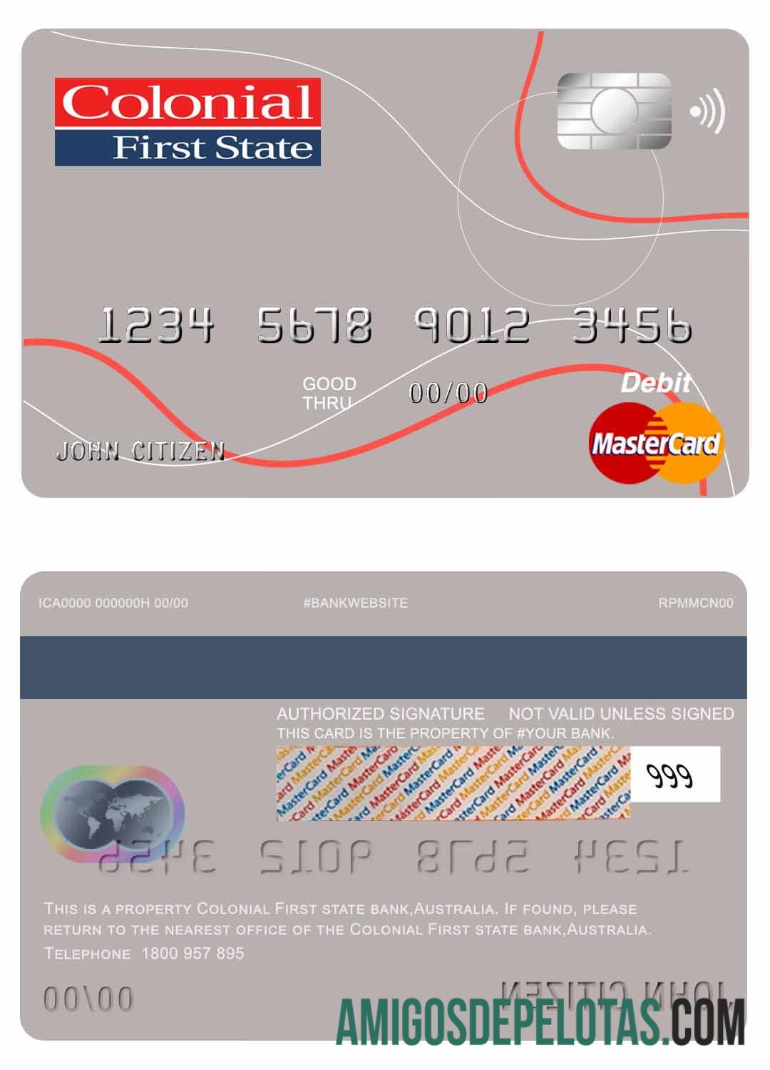 Australia Colonial First State bank mastercard makering