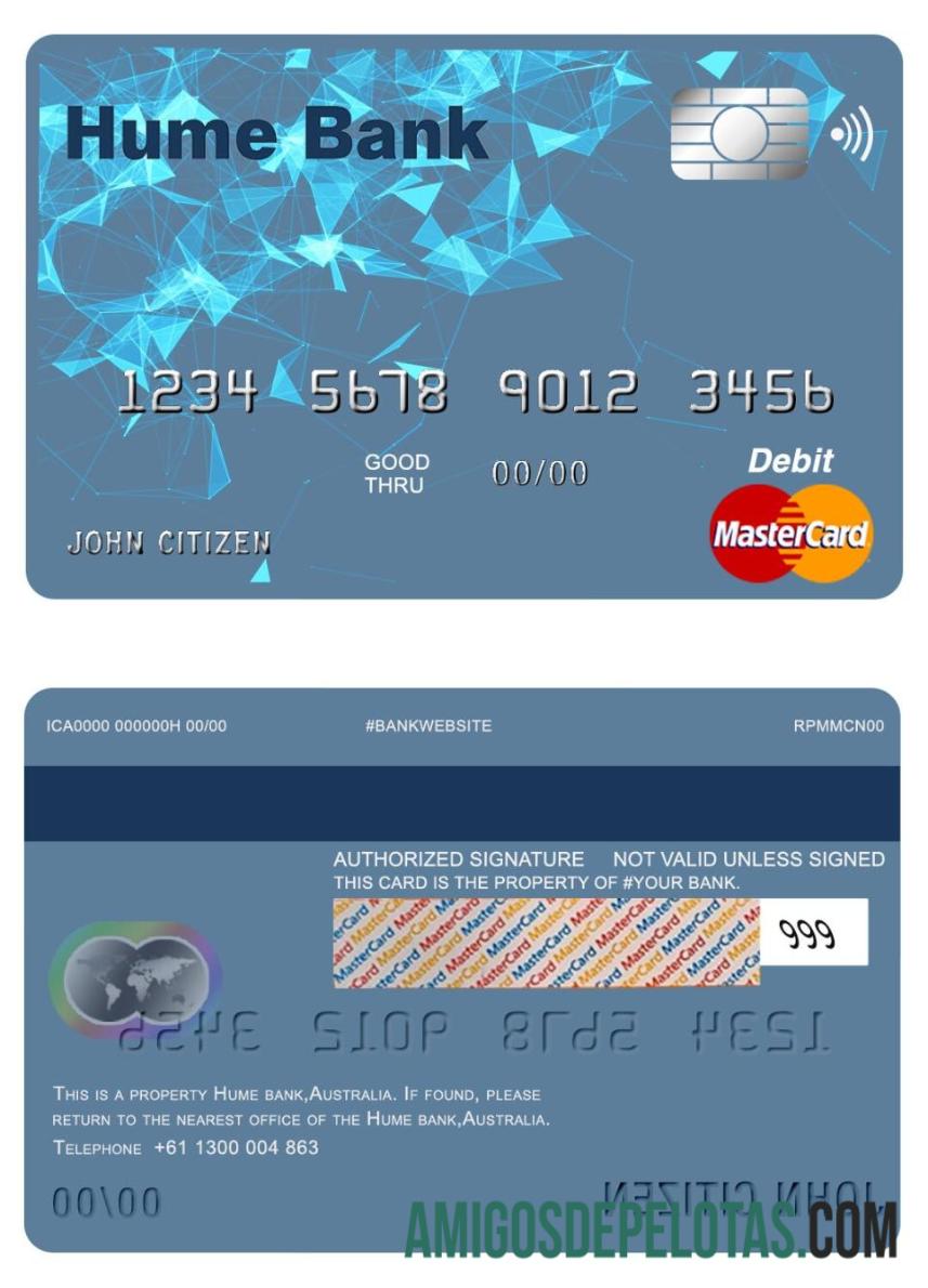 Australia Hume bank mastercard desain