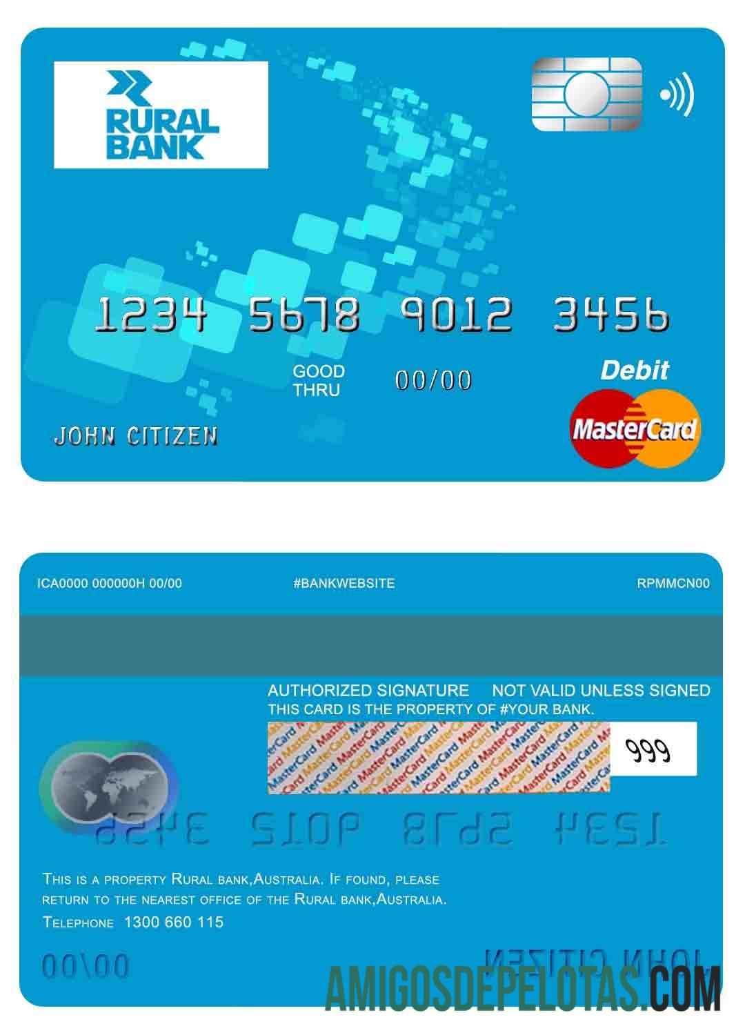 Australia Rural bank mastercard sampel