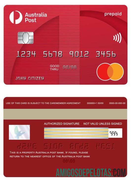 Australia post bank prepaid mastercard sampel