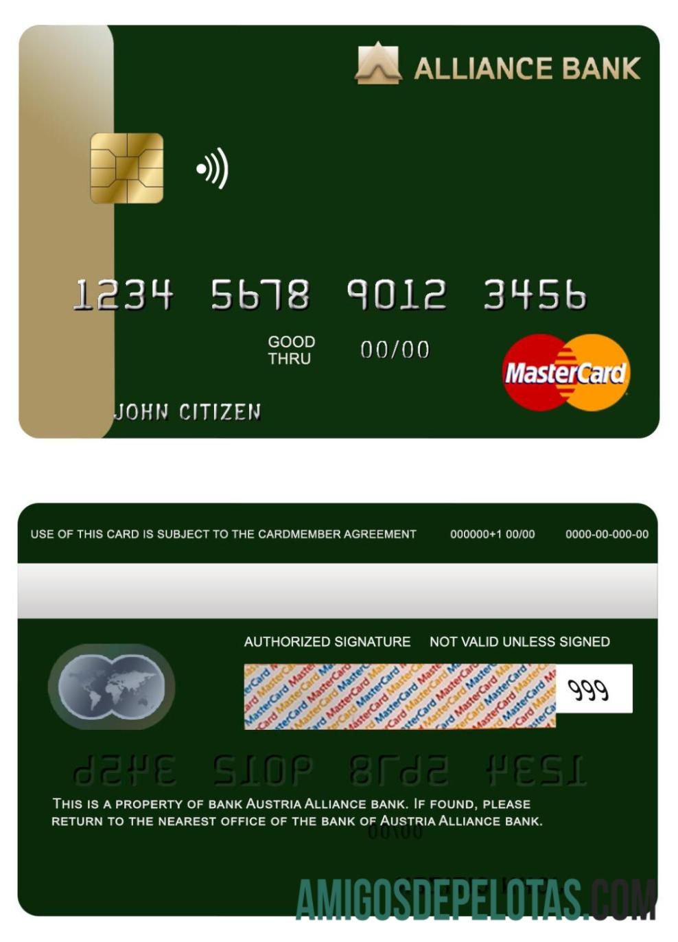 Austria Alliance bank mastercard templat