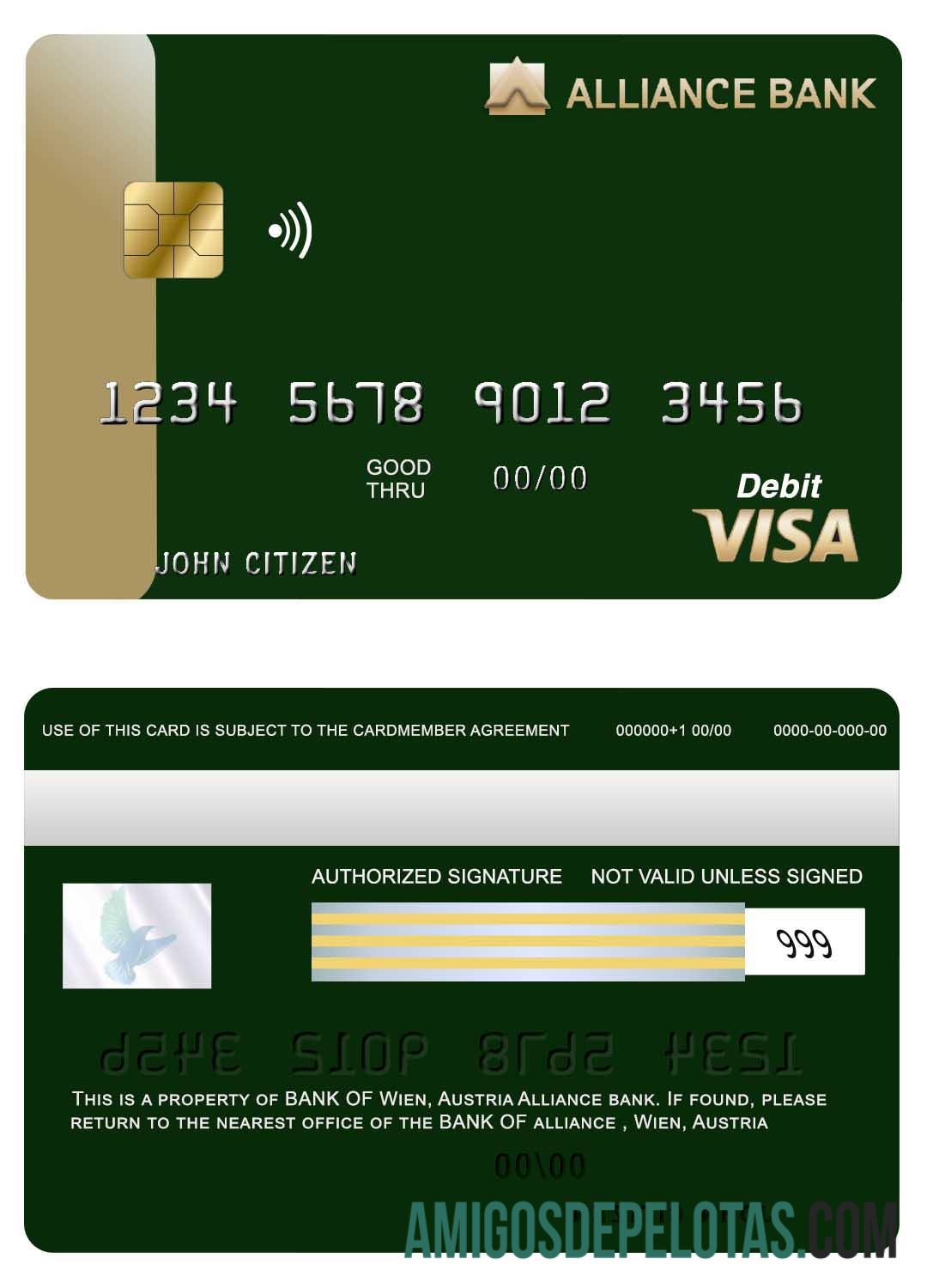 Austria Alliance bank visa kartu pratinjau