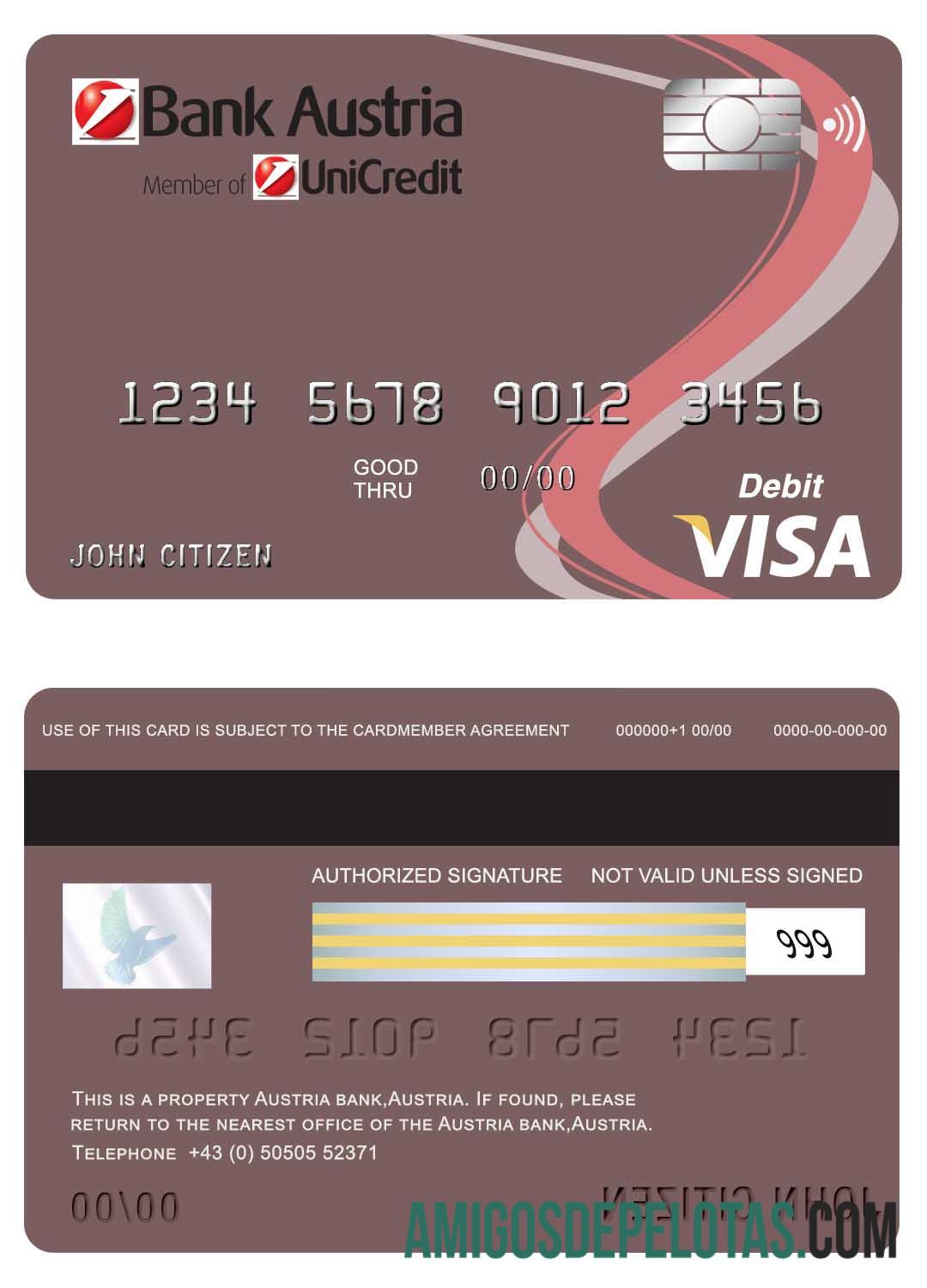 Austria bank Austria visa kartu desain