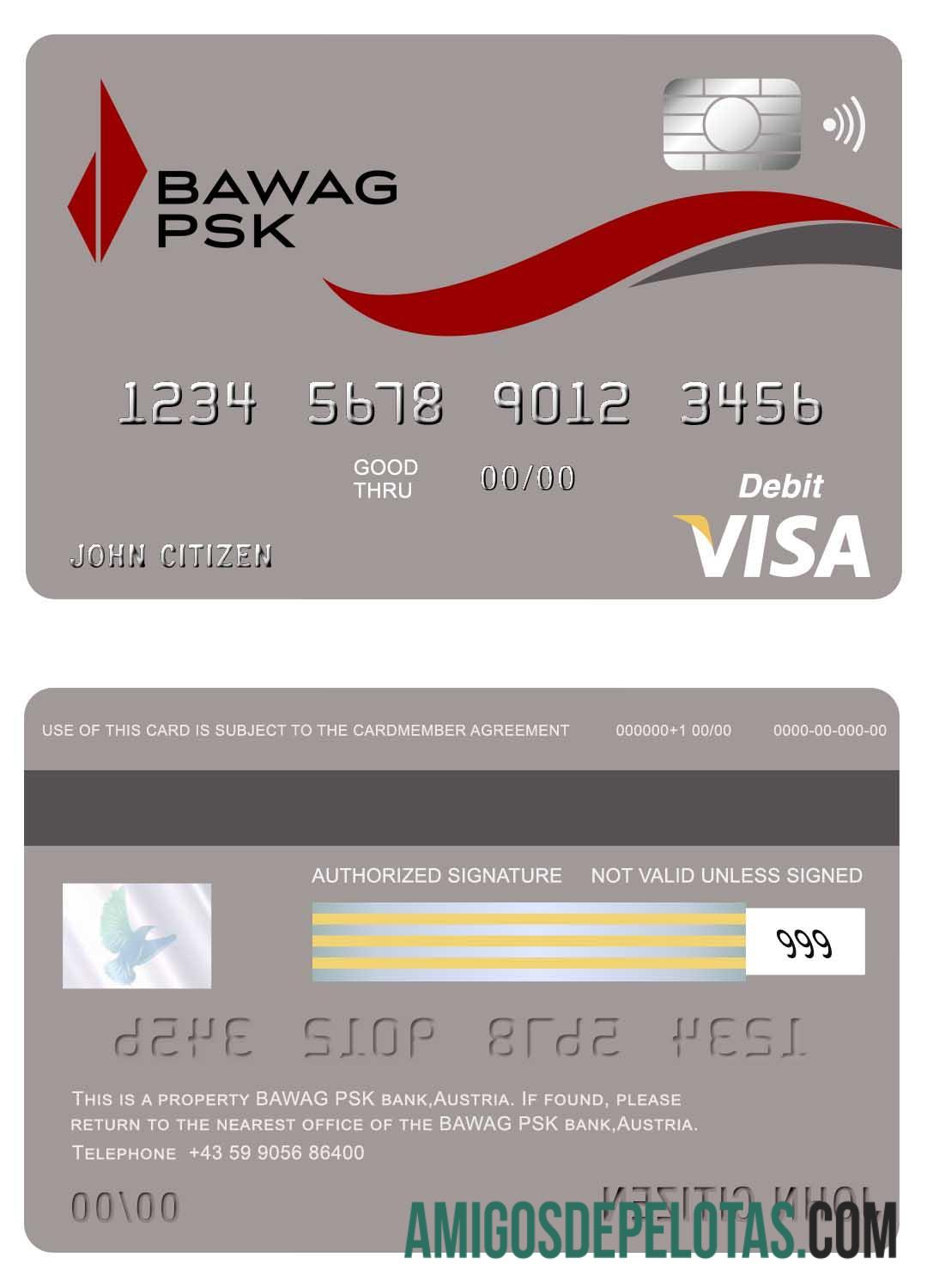 Austria Bawag PSK bank visa kartu pratinjau