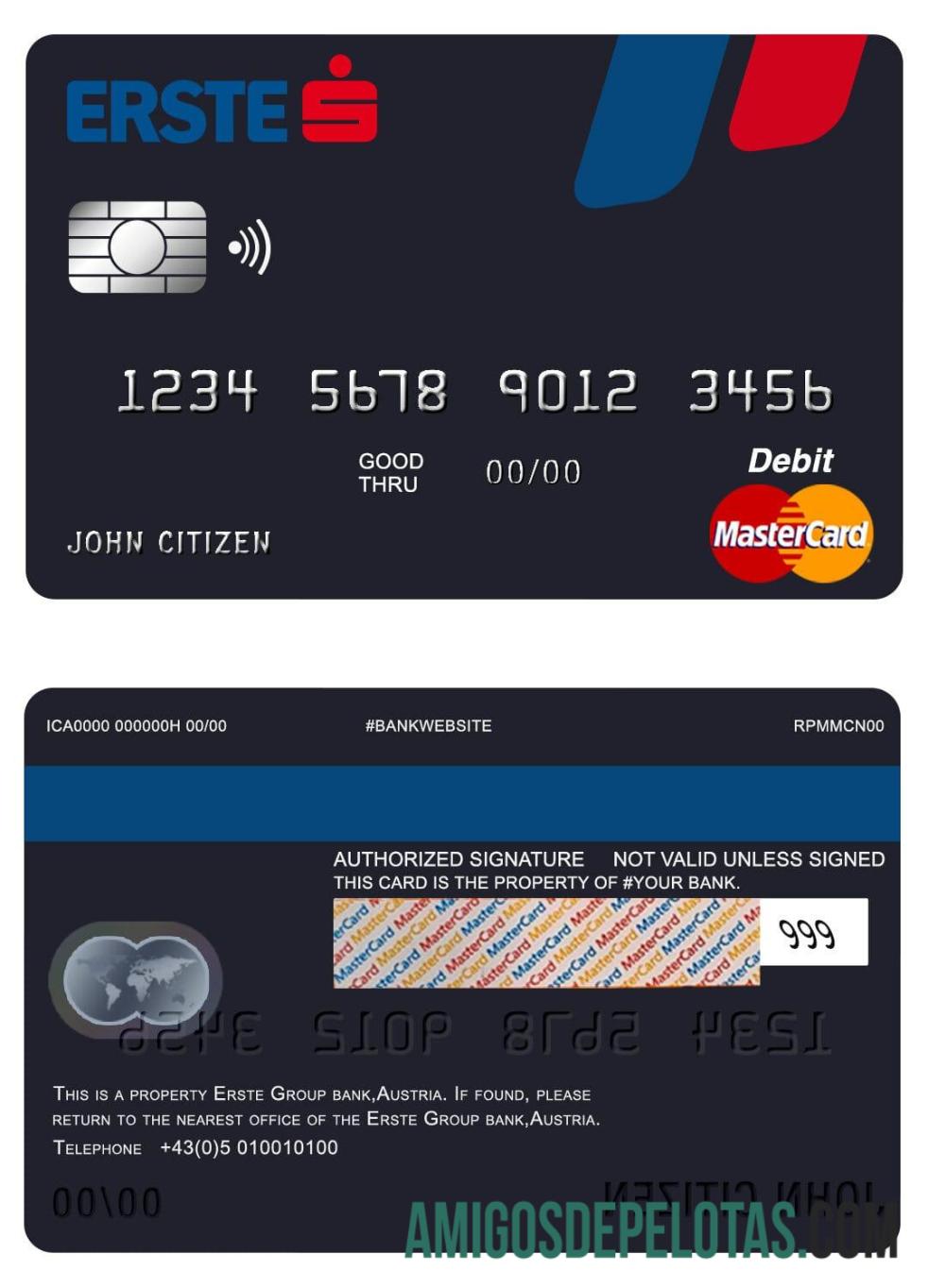 Austria Erste Group bank mastercard templat