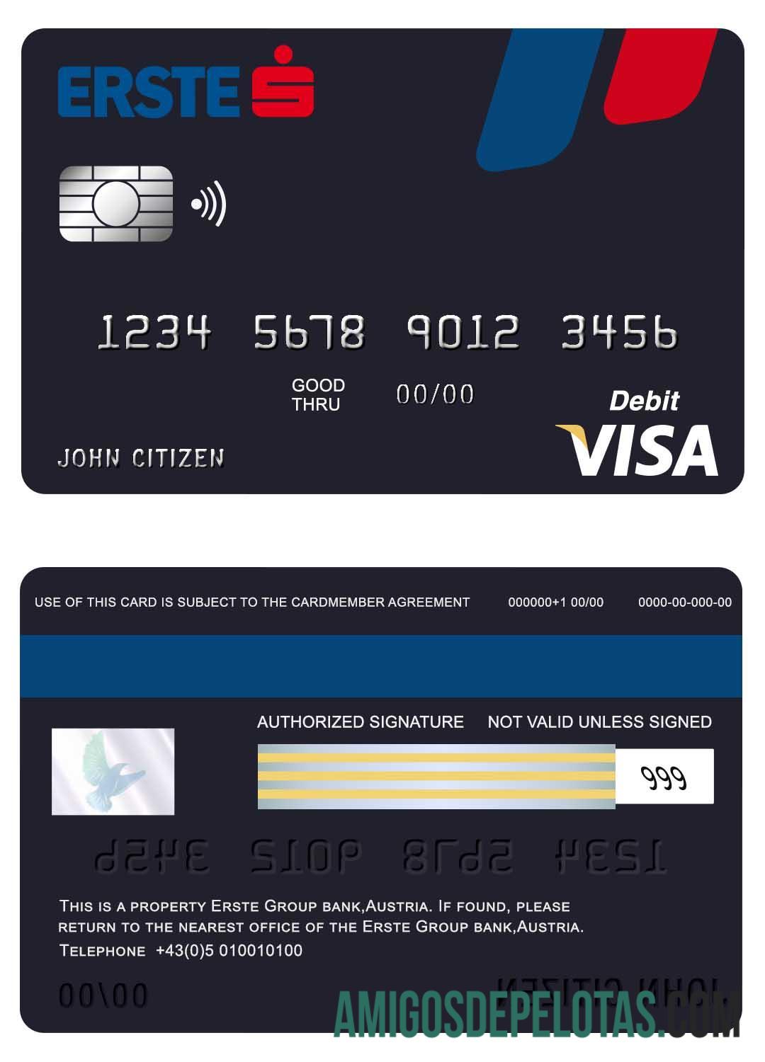 Austria Erste Group bank visa kartu sampel