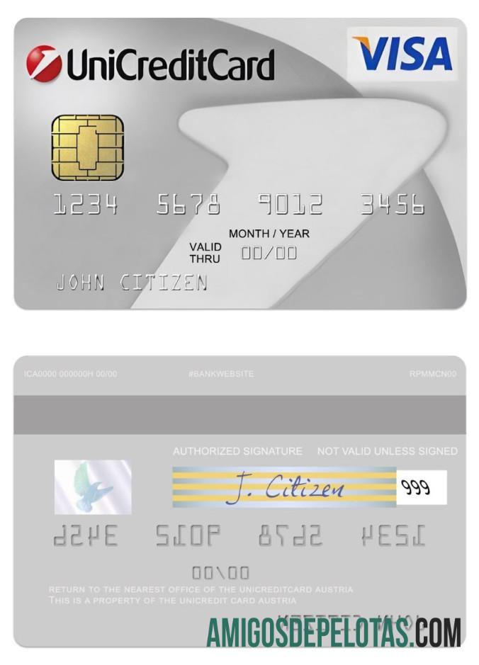 Austria UniCredit visa Classic kartu desain