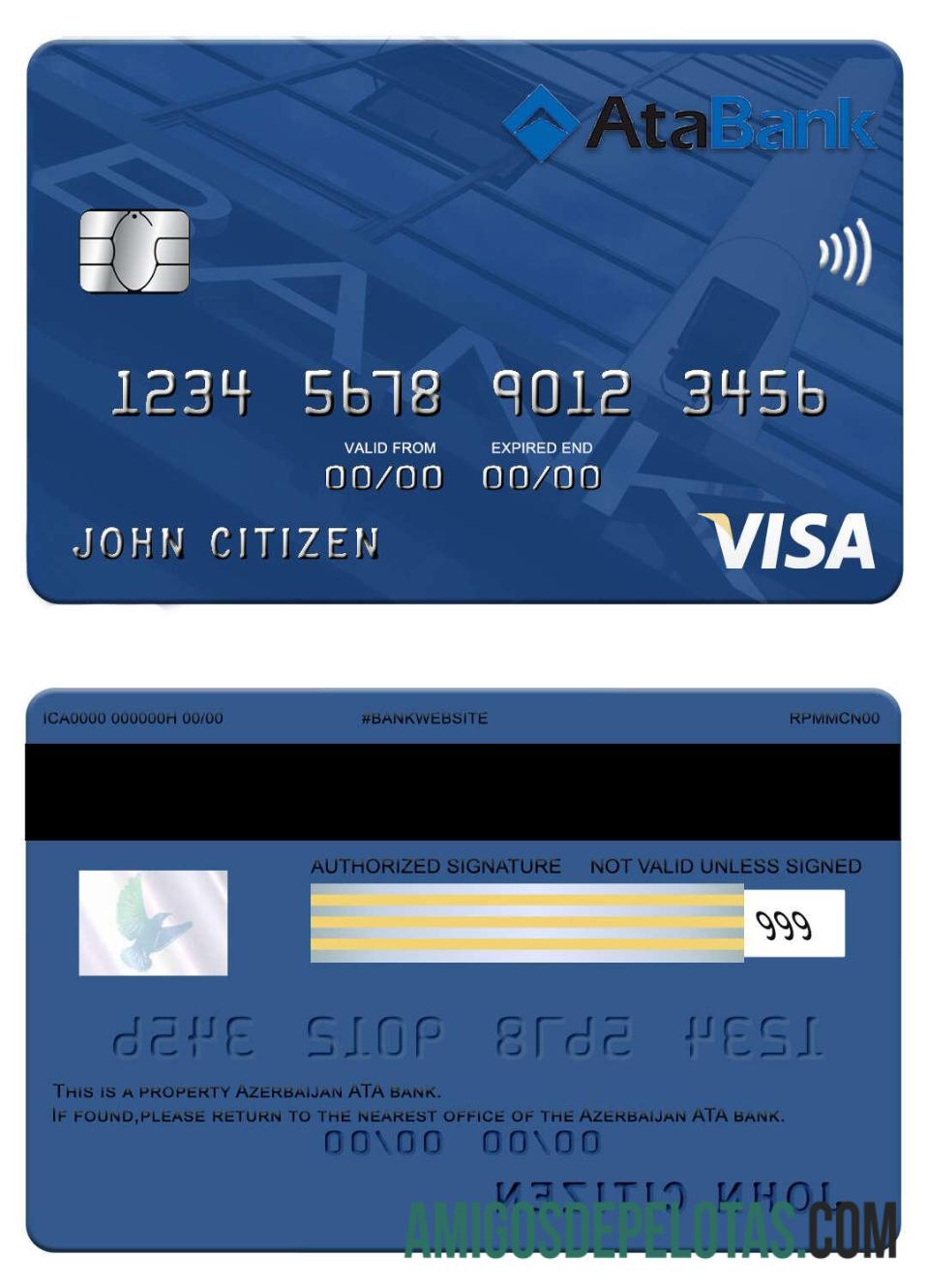 Azerbaijan ATA bank visa kartu desain