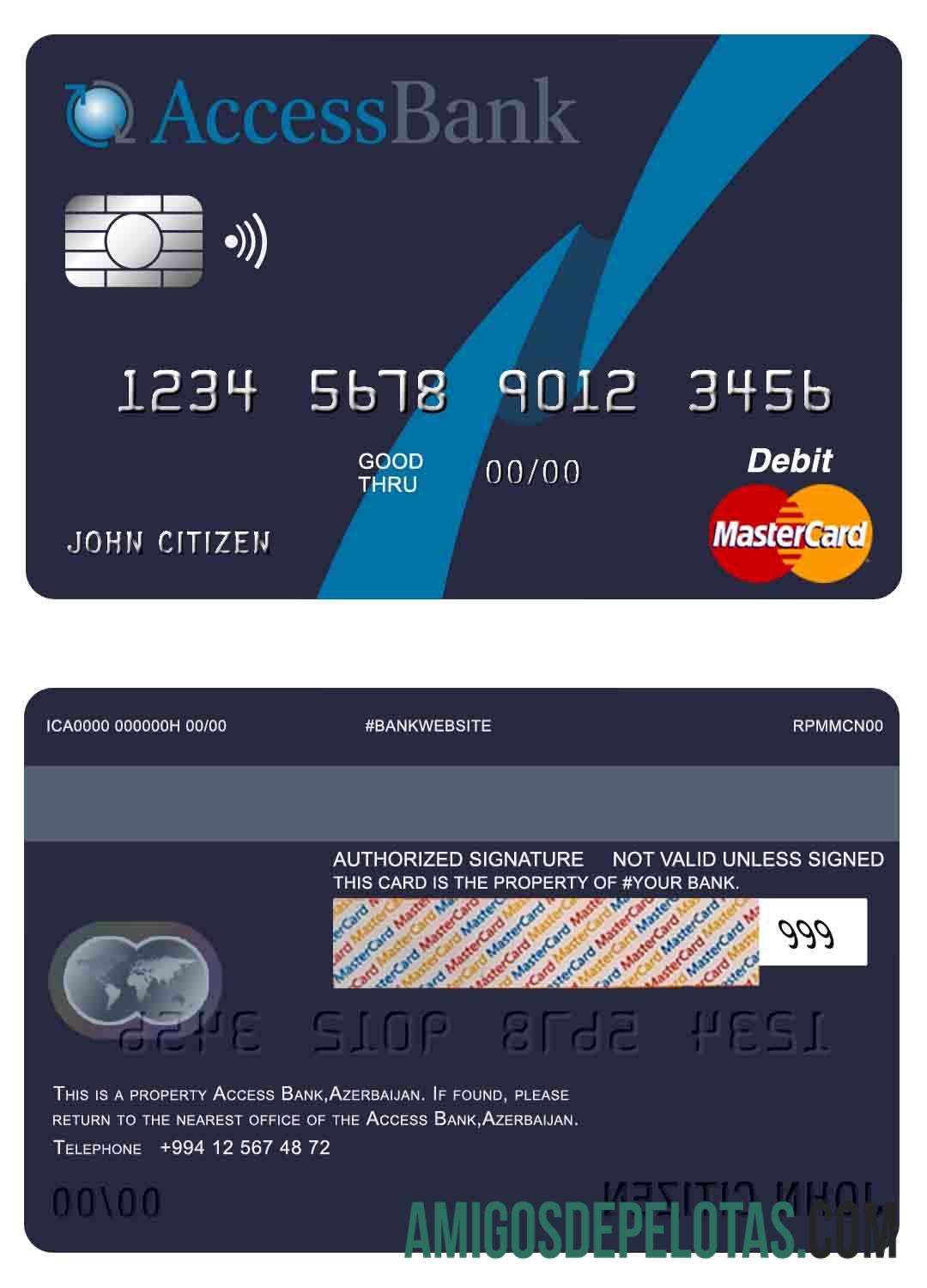 Azerbaijan Access bank mastercard templat
