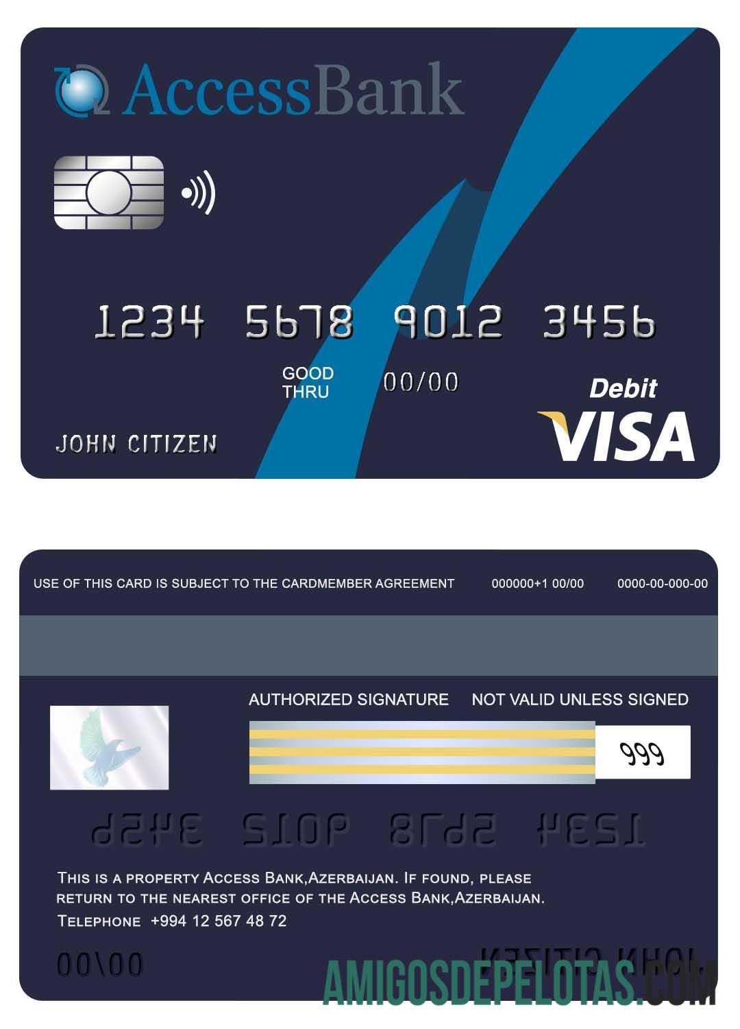 Azerbaijan Access bank visa kartu sampel