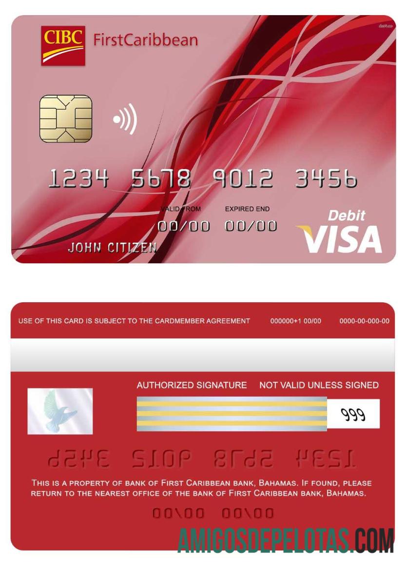 Bahama First Caribbean bank, visa Debit desain