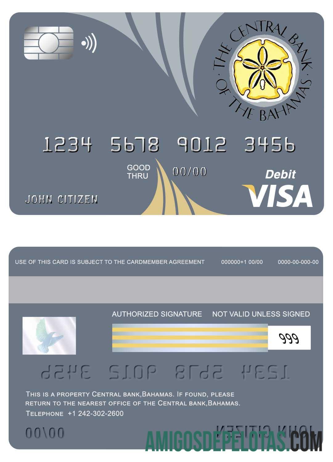 Bahama The Central bank visa kartu desain