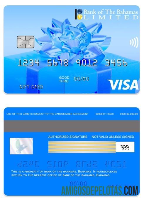 Bahama bank of the Bahama Gift kartu sampel