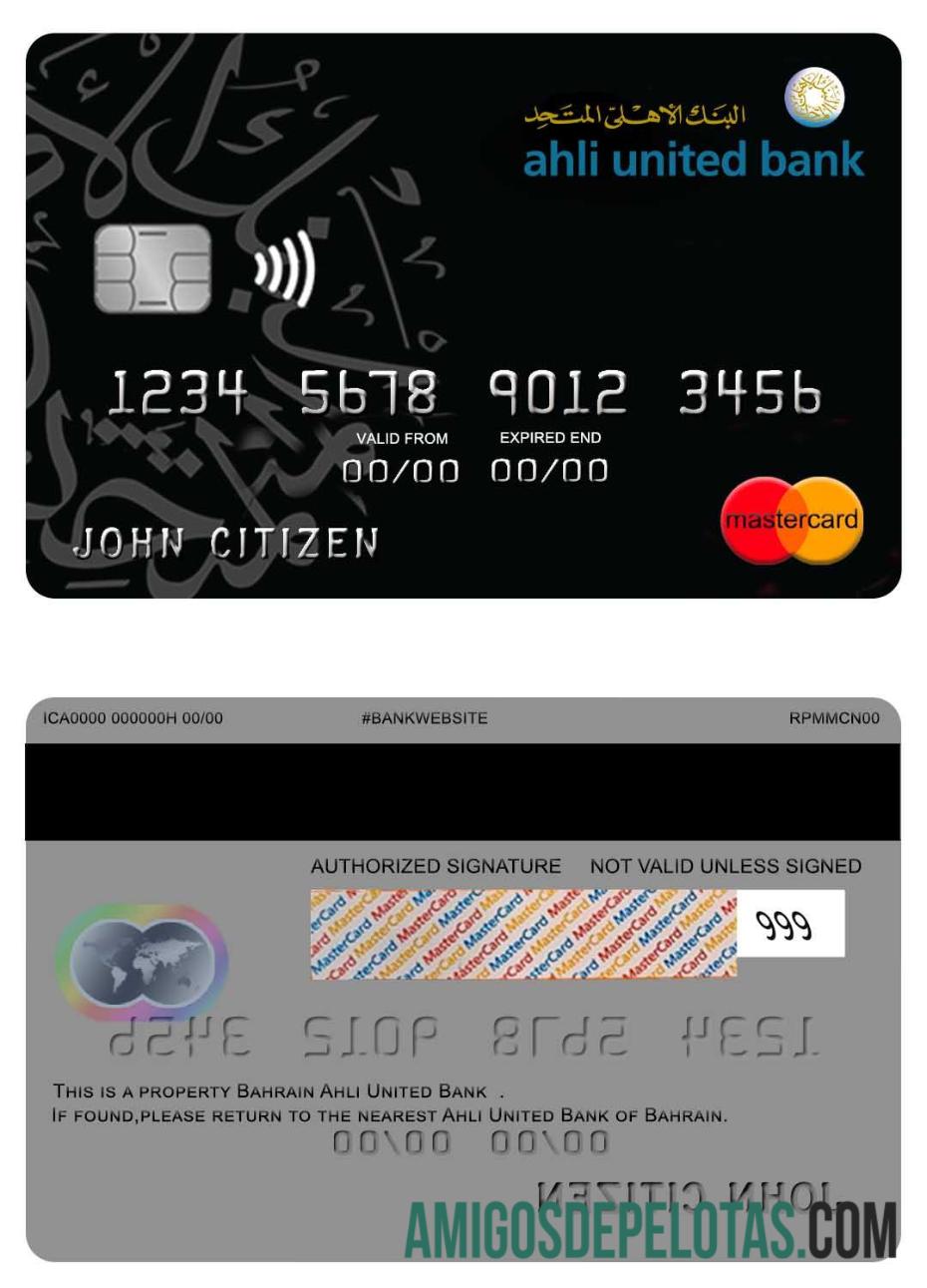 Bahrain Ahli United bank mastercard templat