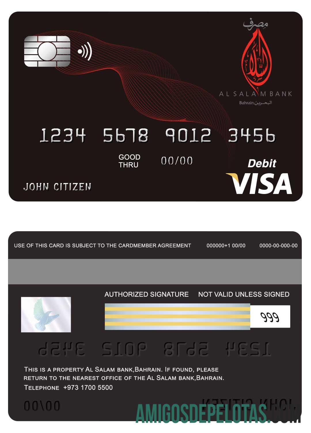 Bahrain Al Salam bank visa kartu sampel