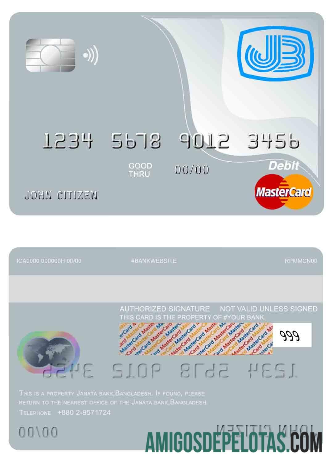 Bangladesh Janata bank mastercard templat