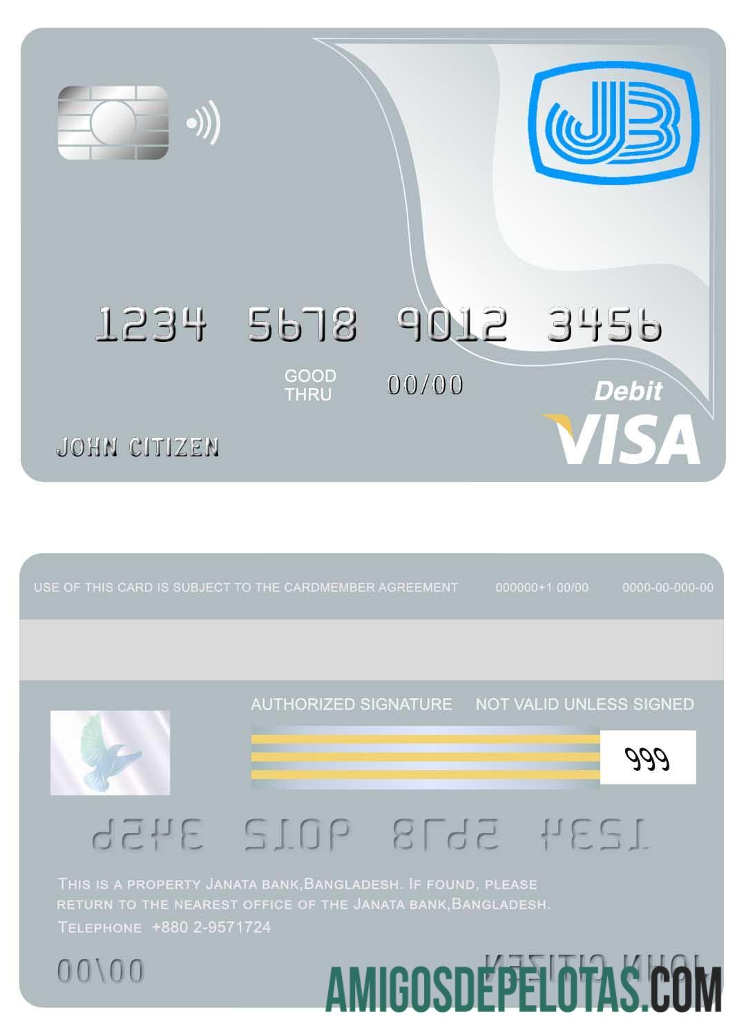 Bangladesh Janata bank visa kartu desain