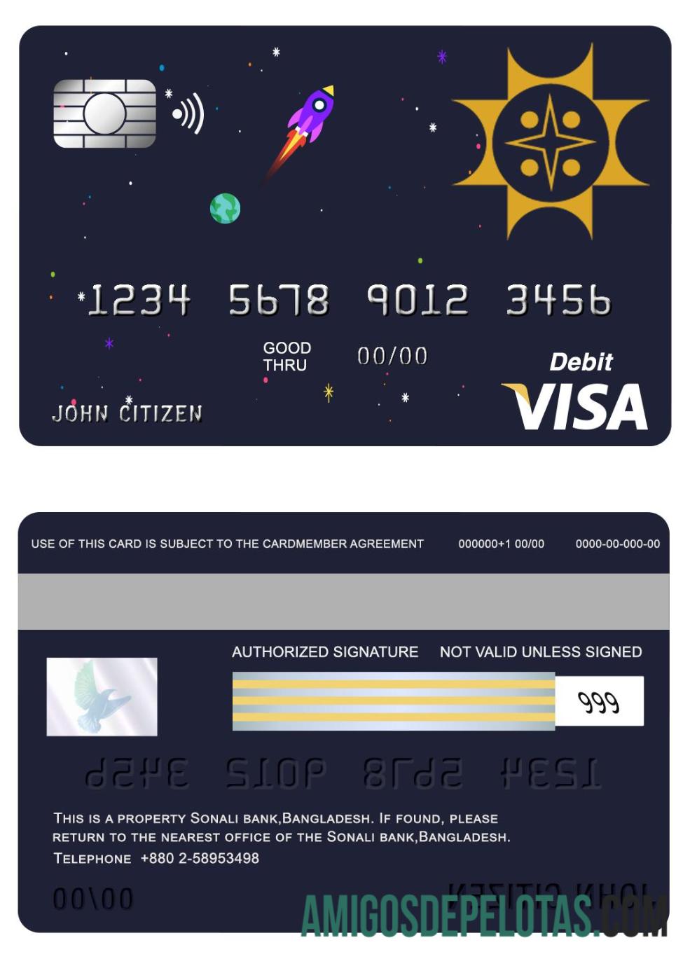 Bangladesh Sonali bank visa kartu sampel