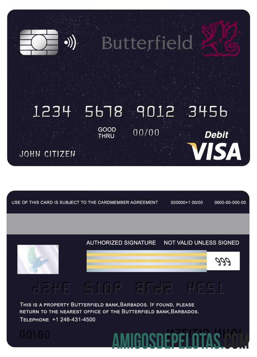 Barbados Butterfield bank visa kartu pratinjau