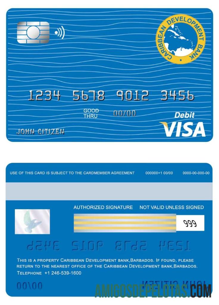Barbados Caribbean Development bank visa kartu sampel