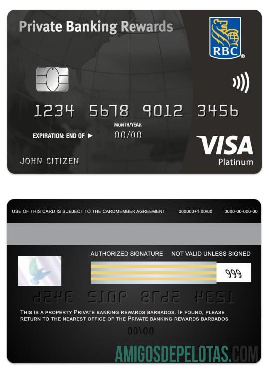 Barbados Private Bankking Rewards visa platinum black kartu sampel