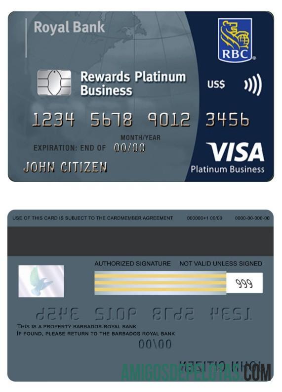 Barbados Royal bank visa bisnis platinum kartu desain