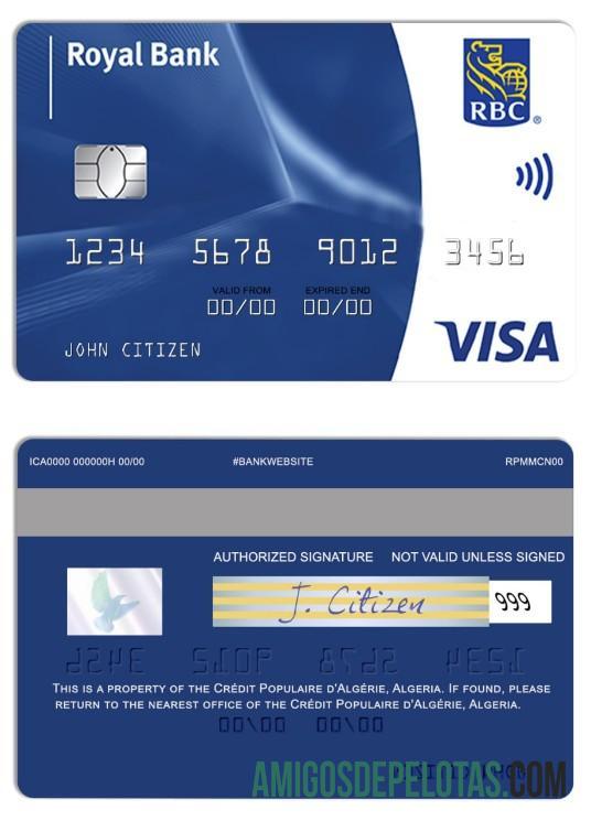 Barbados Royal bank visa classic international kartu desain