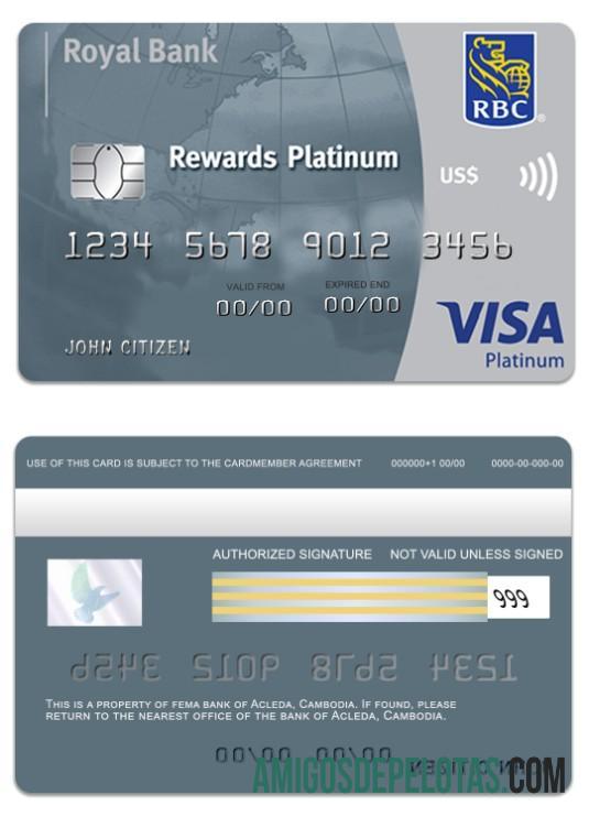 Barbados Royal bank visa platinum kartu desain