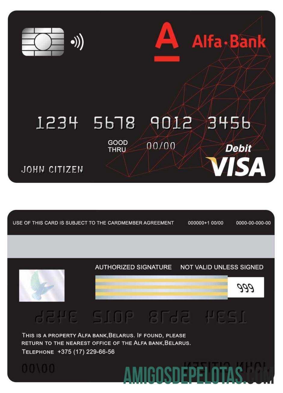 Belarus Alfa bank visa kartu pratinjau