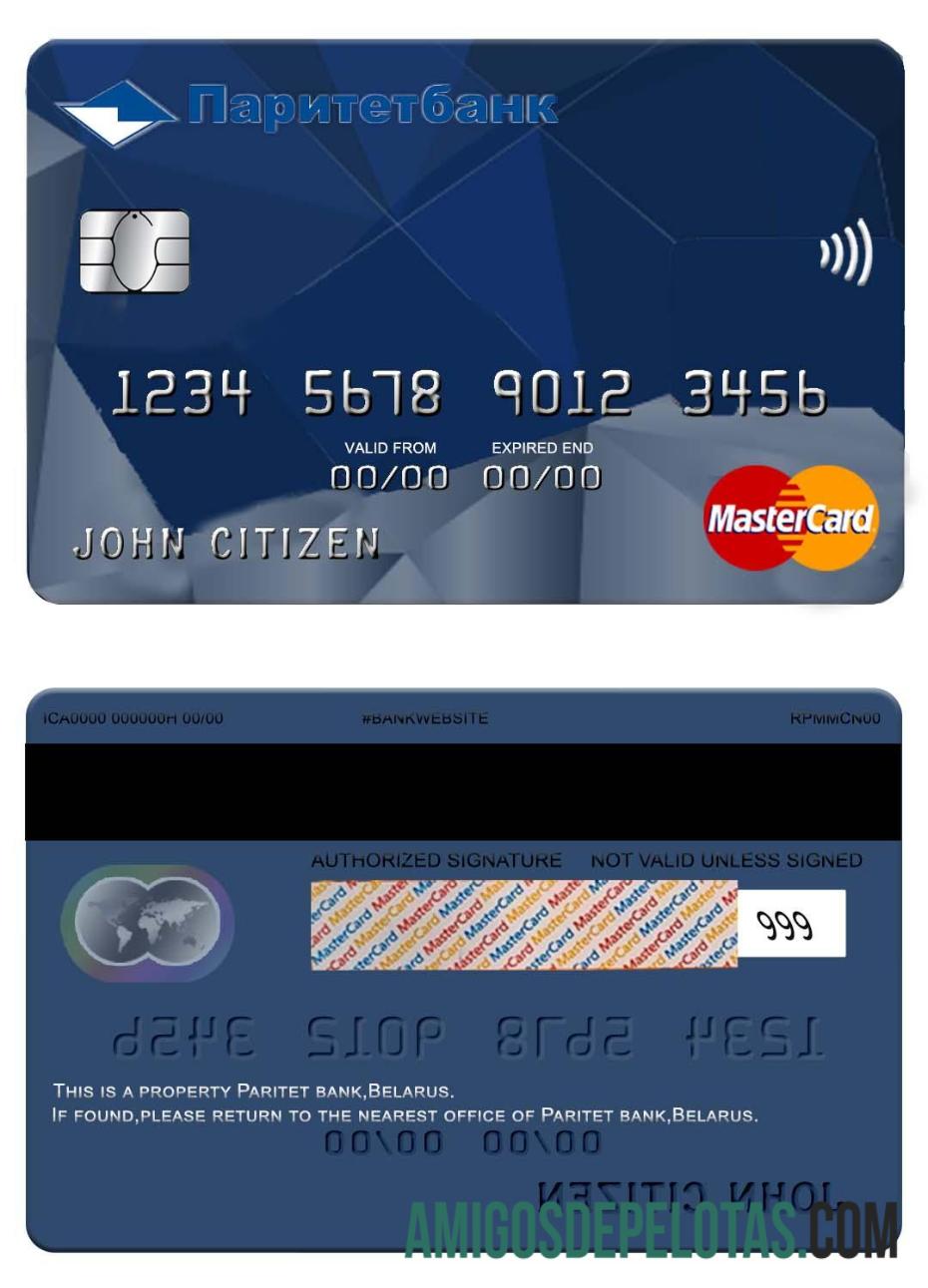 Belarus Paritet bank mastercard sampel
