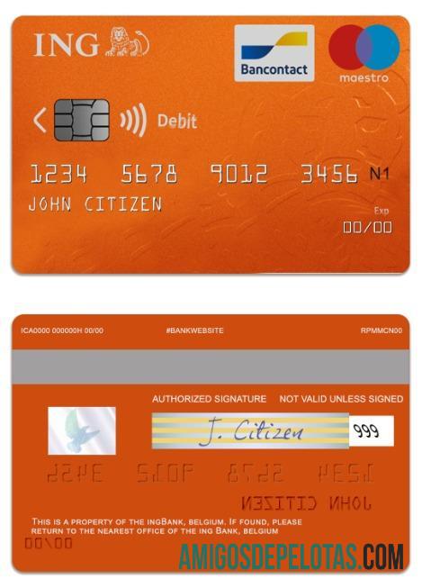 Belgia ING bank maestro Debit kartu pratinjau