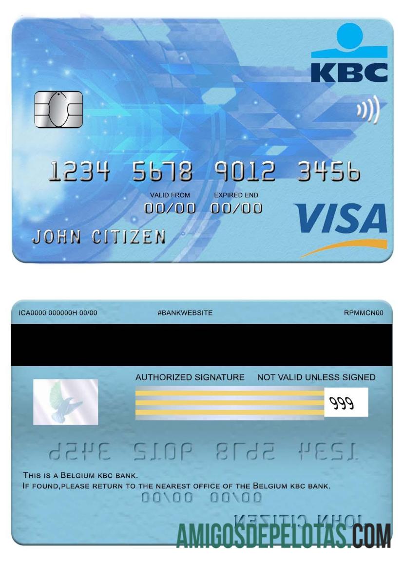 Belgia KBC bank visa kartu desain