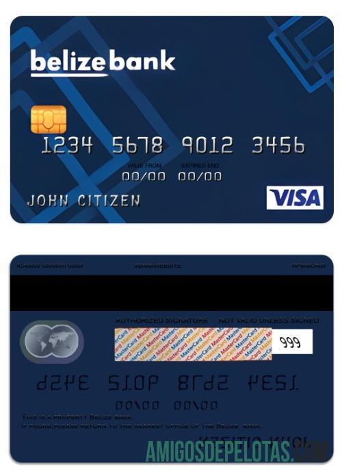 Belize Belize bank visa classic kartu sampel