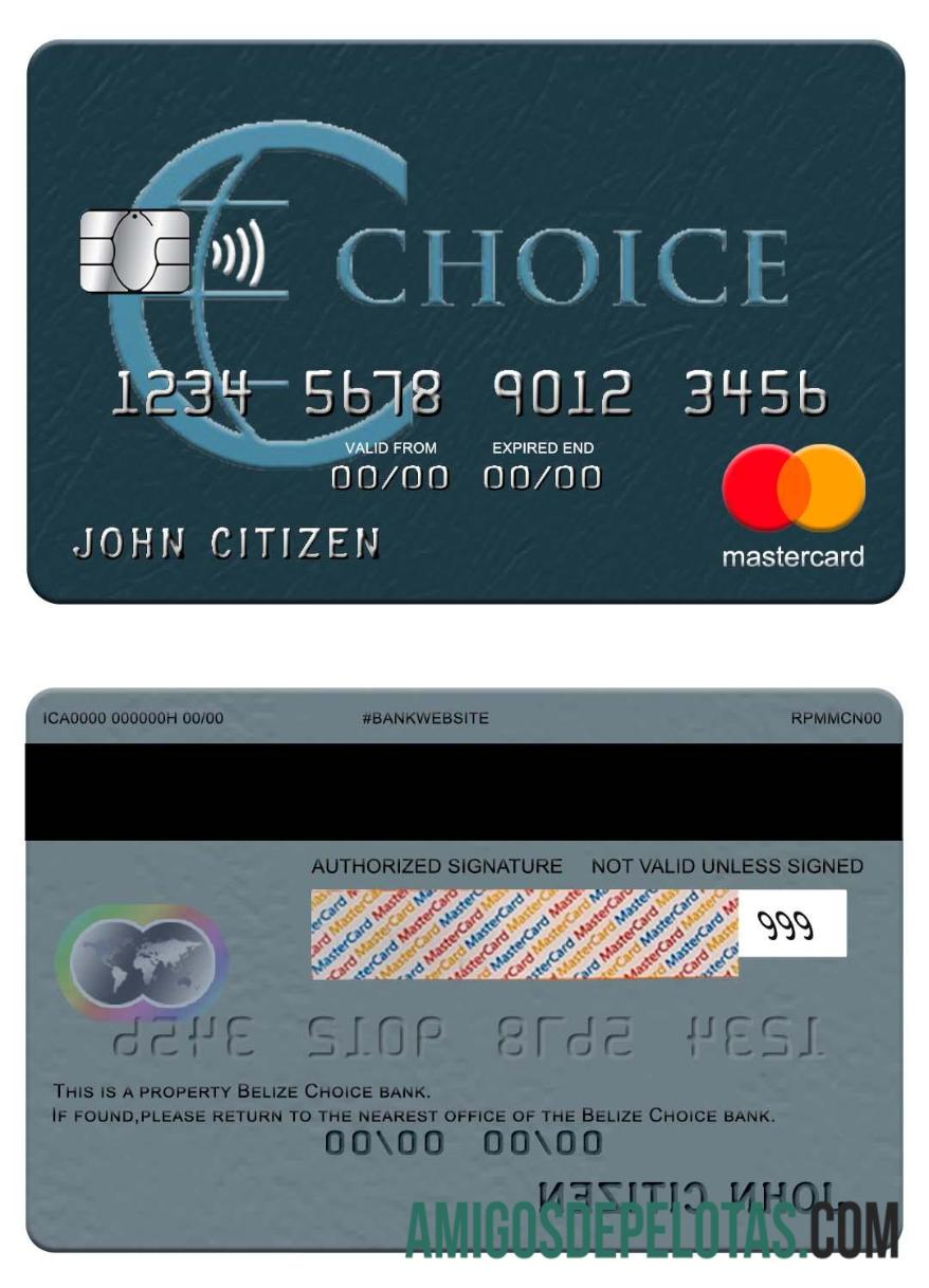 Belize Choice bank mastercard desain